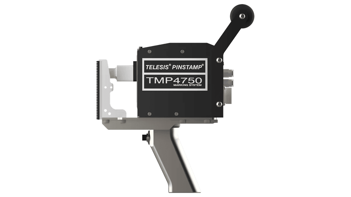 Punzonatrice per marcatura industriale vista laterale