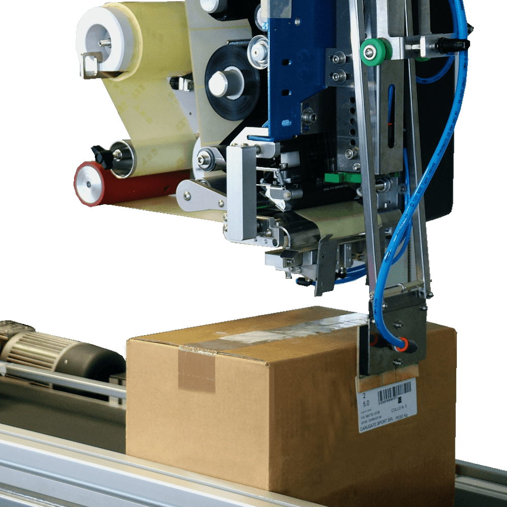 Stampa e applica modello medio formato PA5 applicazione su scatola